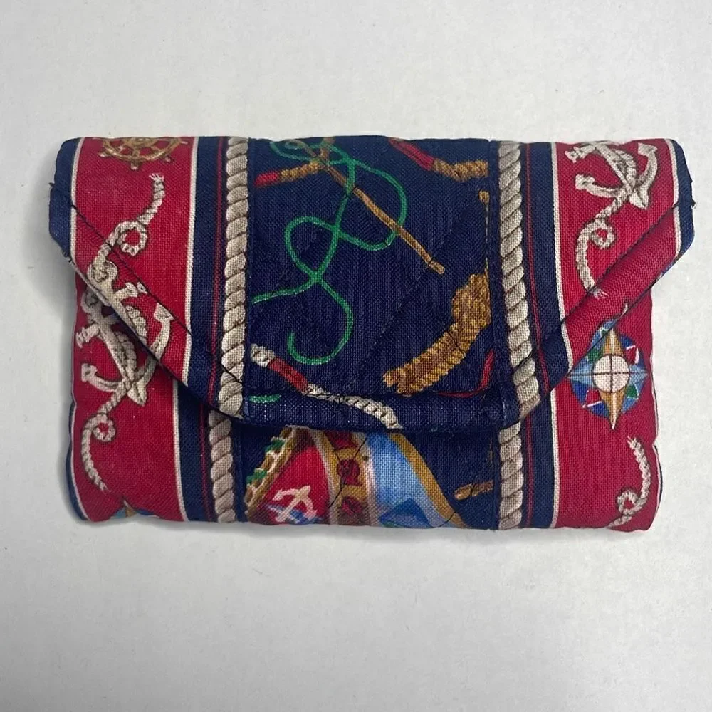 RARE 90s Vera Bradley Spring 1994 Regatta Print Quilted Coin Purse